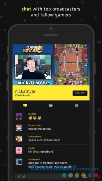 Chat với game thủ Mobcrush