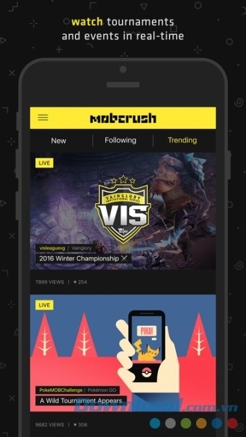 Xem giải đấu và sự kiện được truyền hình trực tiếp trên Mobcrush