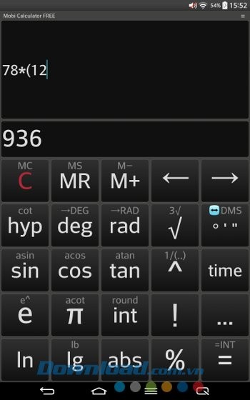 Mobi Calculator FREE hỗ trợ nhiều phép toán