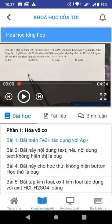 Học trực tuyến trên mobiEdu