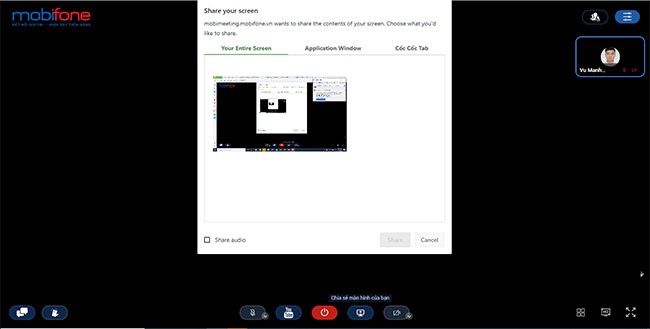 Giao diện chính của MobiFone Meeting