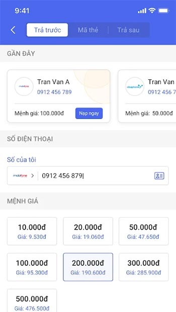 Nạp tiền điện thoại