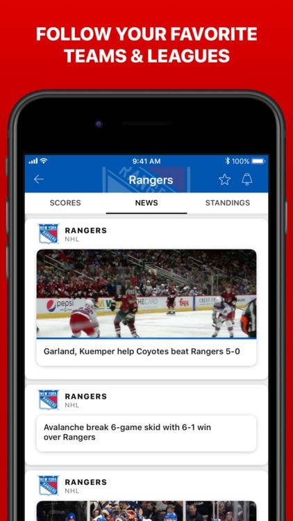 Luôn cập nhật thông tin về đội tuyển và giải đấu yêu thích của bạn trên ESPN