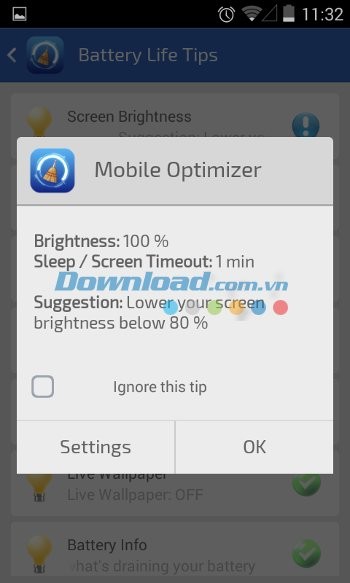 Tính năng tiết kiệm pin của Mobile Optimizer & Cleaner