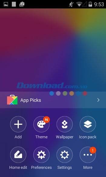 Tùy chọn Home Menu của LINE Launcher