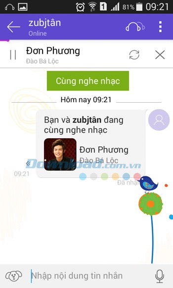 Giao diện vừa chat vừa nghe nhạc cùng người lạ