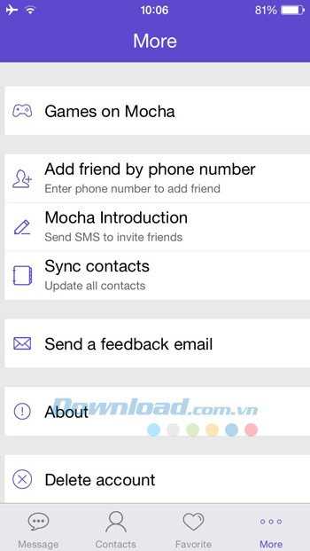 Mocha Messenger cho iOS