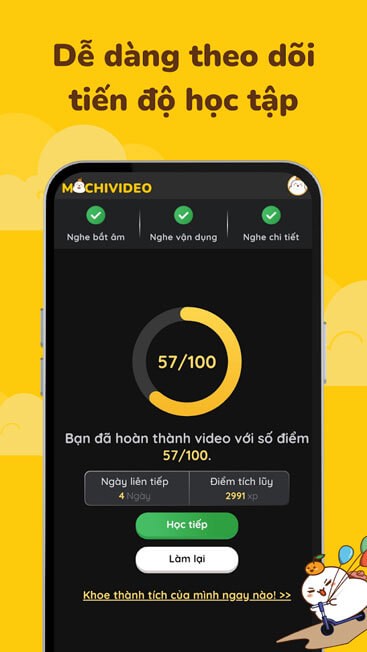 Dễ dàng theo dõi tiến độ học tập