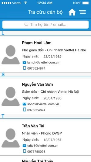 Tra cứu cán bộ trên mOffice