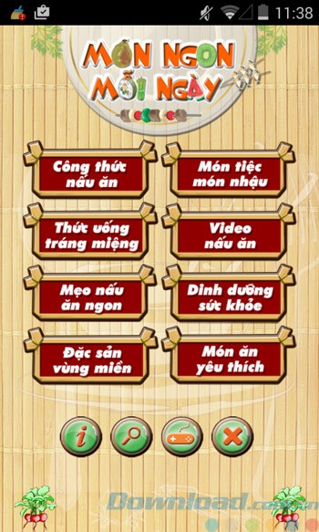 Giao diện chính của ứng dụng Món ngon mỗi ngày