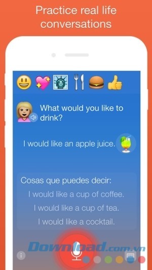 Mondly cho iOS thực hành đàm thoại