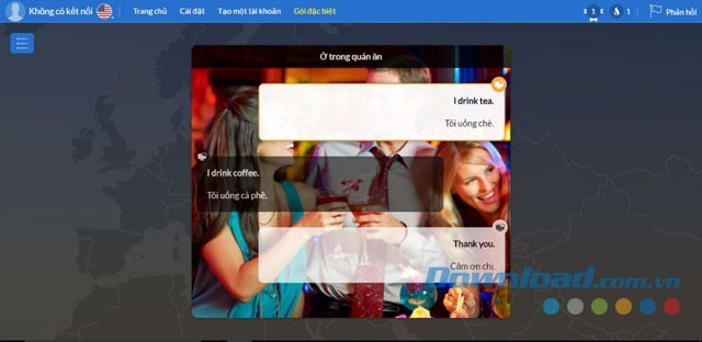 Giao diện chính của ứng dụng web học ngoại ngữ Mondly