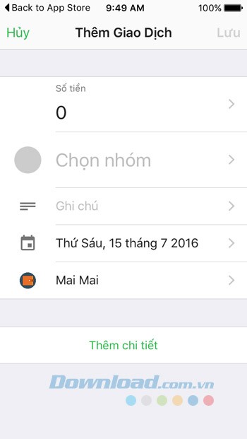 Thêm giao dịch mới