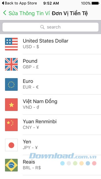 Sửa thông tin ví