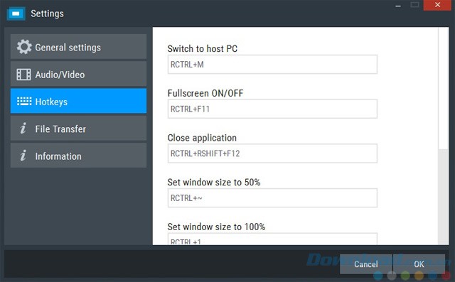Thiết lập phím tắt