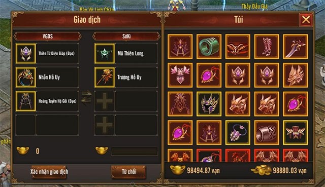 Giao dịch mua bán vật phẩm trong Mộng Chinh Đồ