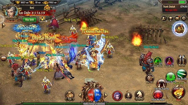 Giao diện chiến đấu trong game Mộng Chinh Đồ cho iOS