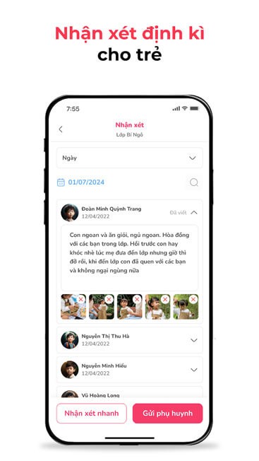 Nhận xét định kỳ cho trẻ