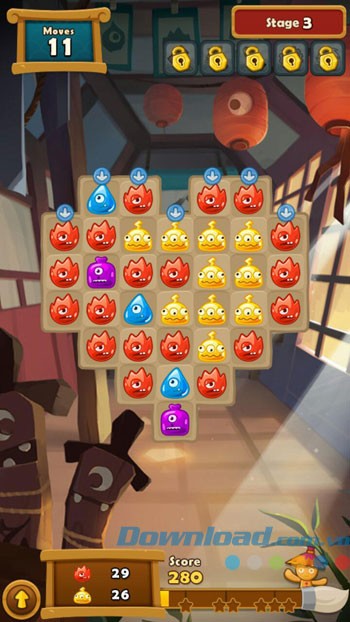 Giao diện màn chơi game Monster Busters: Link Flash