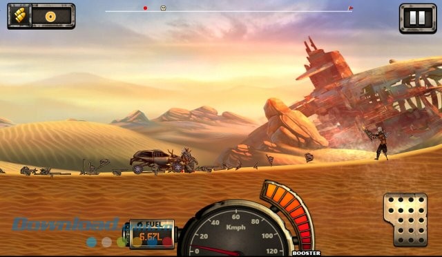 Giao diện màn chơi game Monster Car Hill Racer 2