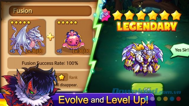 Nâng cấp quái vật trong Monster Squad for Android để chúng trở nên mạnh hơn