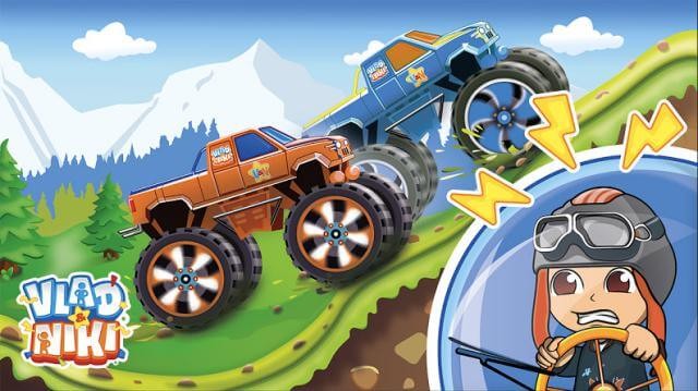 Lái xe tải quái vật chinh phục địa hình trong game Monster Truck Vlad and Niki