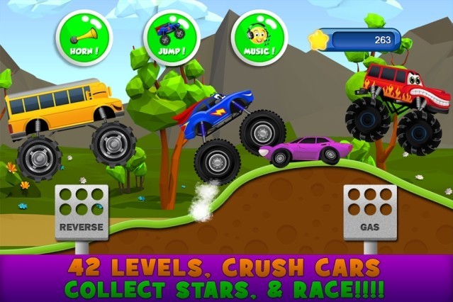 Monster Trucks Kids Racing có 42 level hấp dẫn