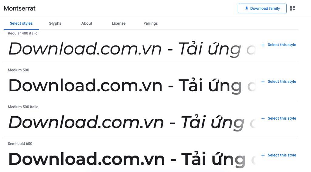 Bộ Font Montserrat