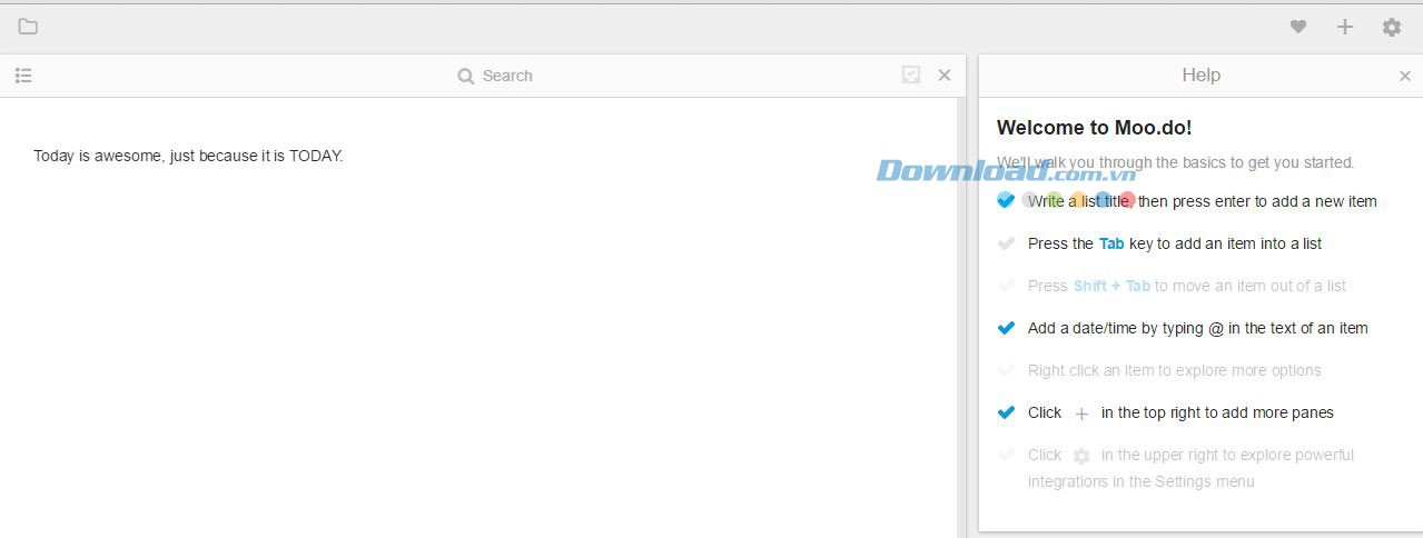 Giao diện chính của Moo.do
