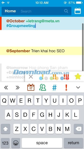Tạo event theo lịch, tag người dùng, hashtag