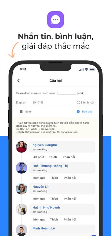 Nhắn tin, bình luận trực tiếp cho giáo viên