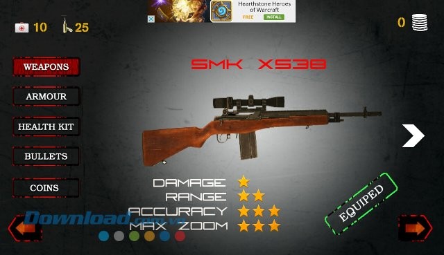 Hệ thống vũ khí trong game Mountain Sniper Shooting 3D