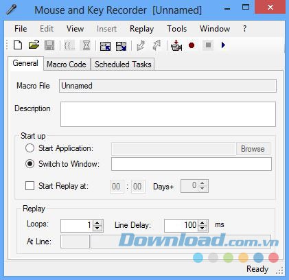 Giao diện của Mouse and Key Recorder