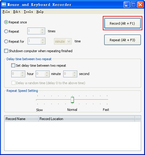 Hai nút bấm trên Mouse and Keyboard Recorder