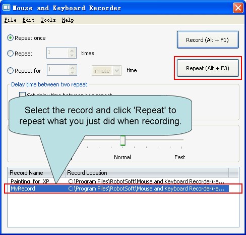 Mouse and Keyboard Recorder lặp lại hành động ghi hình
