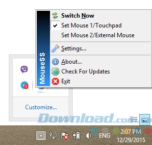 Bảng điều khiển của Mouse Speed Switcher