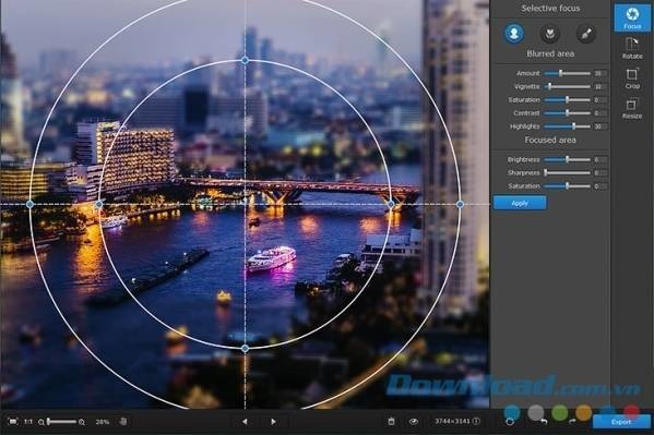 Movavi Photo Focus cho Mac chọn tiêu điểm và chỉnh phân vùng mờ như ý