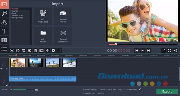 Nhập tập tin cần xử lý lên phần mềm quay màn hình chuyên nghiệp Movavi Screen Capture Studio cho Mac