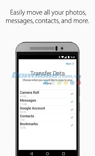 Chuyển dữ liệu sang iOS