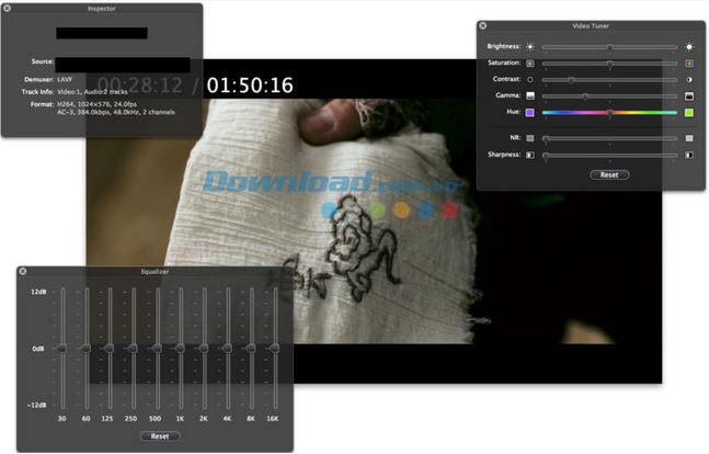 Các thanh công cụ của MPlayerX