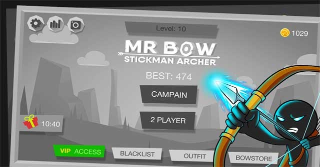 Trở thành cung thủ stickman giỏi nhất mọi thời đại trong game Mr Bow cho Android