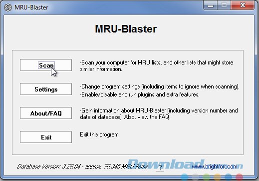 Giao diện phần mềm MRU-Blaster