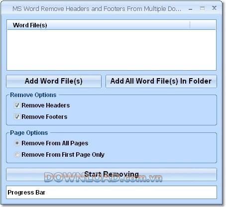 MS Word Remove Headers and Footers From Multiple Documents Software