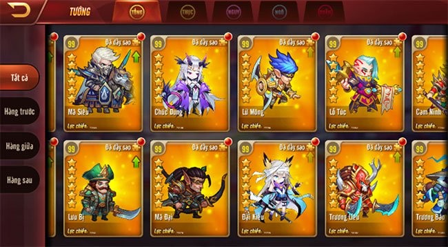 Danh sách tướng trong MT Tam Quốc