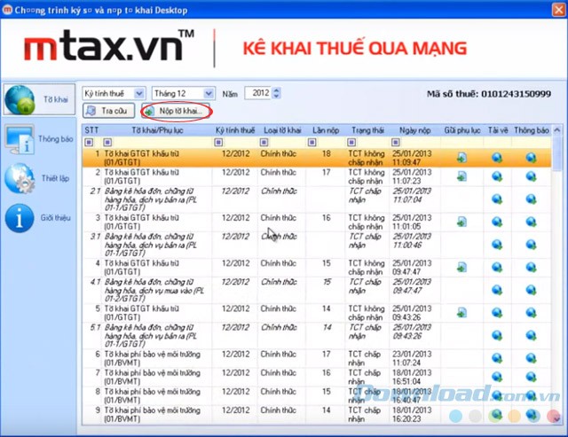 Nộp tờ khai thueeesu bằng MTAX Desktop