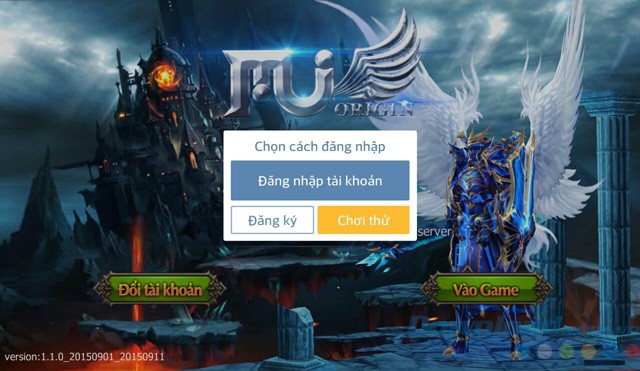 Giao diện đăng nhập game MU Origin-VN