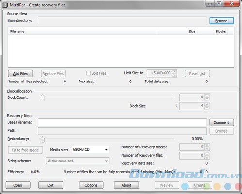 Giao diện của MultiPar