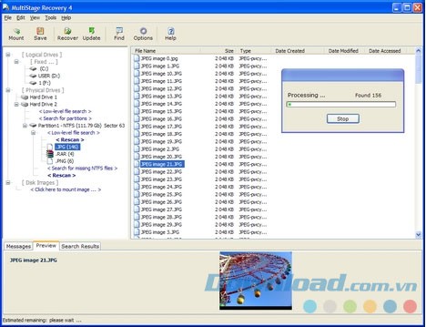Giao diện phần mềm MultiStage Recovery