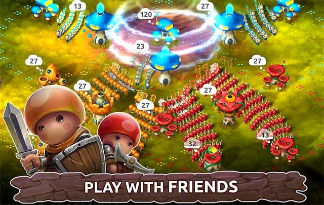 Tranh tài hoặc hợp tác với bạn bè để chinh phục mọi bản đồ của Mushroom Wars 2