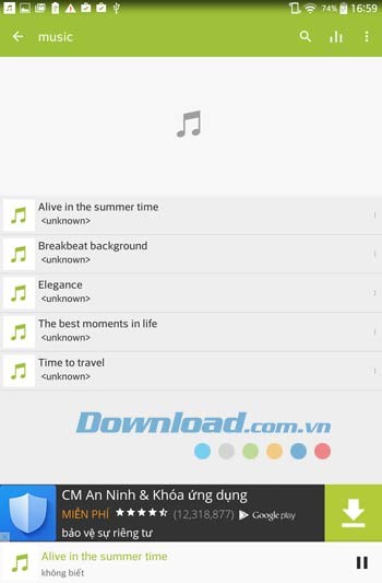 Giao diện phát nhạc trong Music Player by mytechnosound